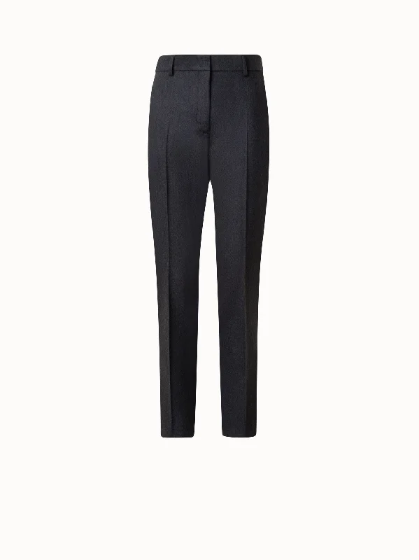 Tapered Leg Women's Wool Blend Trousers for WinterWool Stretch Flannel Tapered Pants Tapered Leg Women's Wool Blend Trousers for WinterWool Stretch Flannel Tapered Pants