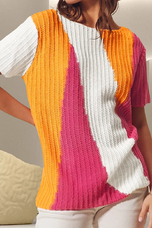 Turtleneck Women's Knit Sweaters in Soft Cashmere for WinterColor Block Round Neck Short Sleeve Knit Top Turtleneck Women's Knit Sweaters in Soft Cashmere for WinterColor Block Round Neck Short Sleeve Knit Top