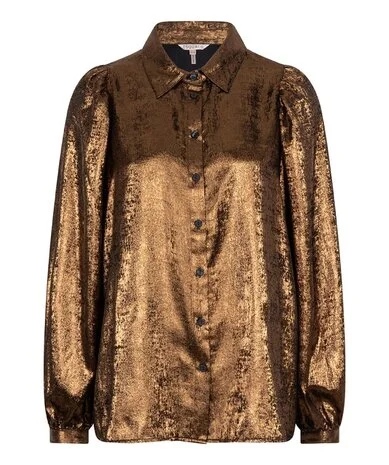 Tie - Front Women's Lambswool Sweaters in Pastel HuesEsqualo Gold Foil Shirt Blouse Tie - Front Women's Lambswool Sweaters in Pastel HuesEsqualo Gold Foil Shirt Blouse