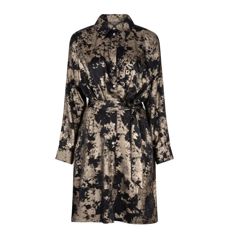 Open - Front Women's Cardigan - Style Mohair SweatersEsqualo Multi/Gold Foil Belted Dress Open - Front Women's Cardigan - Style Mohair SweatersEsqualo Multi/Gold Foil Belted Dress