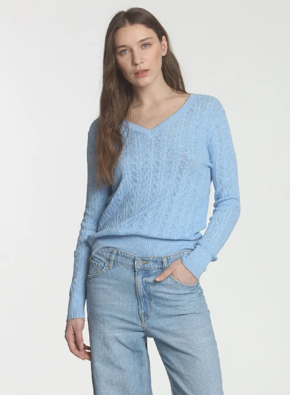 Women's Long Sleeve Turtleneck Cashmere SweatersHenrietta Vee - Blue Sky