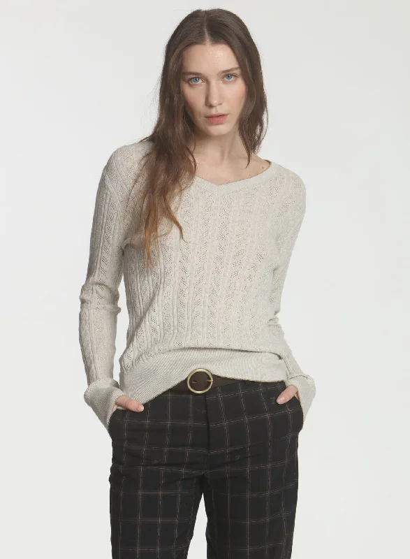 Split - Hem Women's Linen Blend Sweaters for SpringHenrietta Vee - Stone