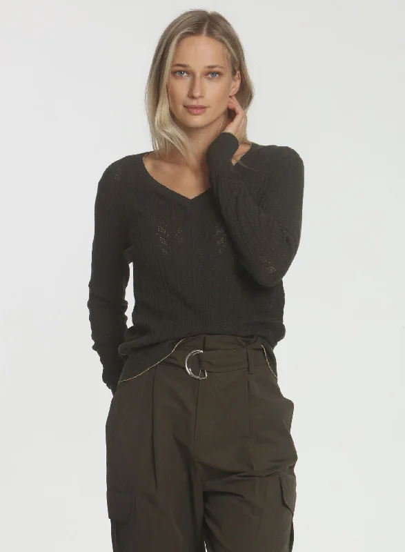High - Low Hem Women's Cashmere - Blended SweatersHenrietta Vee - Army