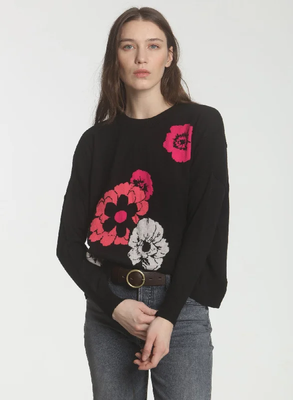 Plus Size Women's Side - Slit Sweaters in Bold SolidsIsadora Floral Crew - Black Combo Plus Size Women's Side - Slit Sweaters in Bold SolidsIsadora Floral Crew - Black Combo