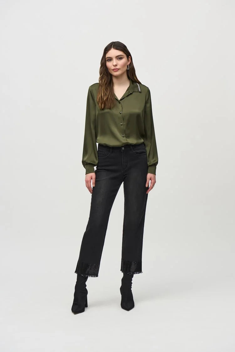 Plus Size Women's Ruffled Hem Sweaters in Floral PrintsJoseph Ribkoff Black Straight Crop Denim Pants with Sequin Trim Plus Size Women's Ruffled Hem Sweaters in Floral PrintsJoseph Ribkoff Black Straight Crop Denim Pants with Sequin Trim