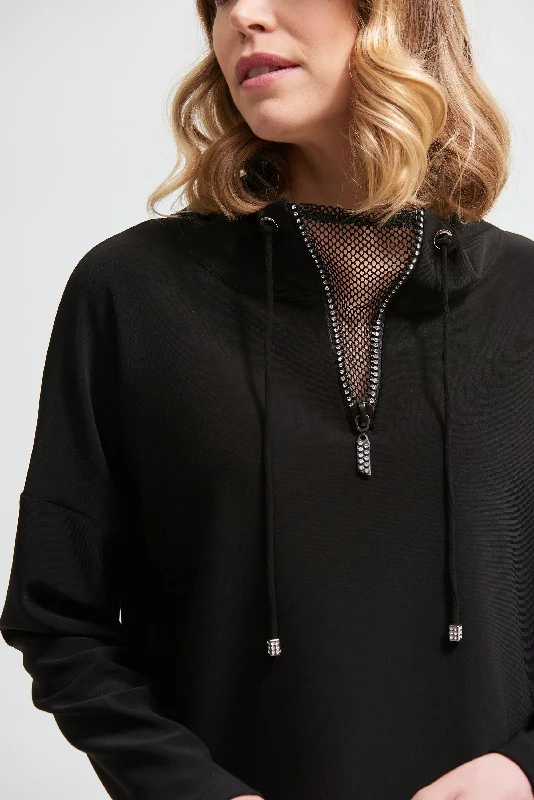 Open - Front Women's Cardigan - Style Mohair SweatersJoseph Ribkoff Mesh Panel Top