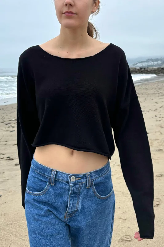 V - Neck Women's Ribbed Wool Sweaters for FallCameron Cropped Sweater