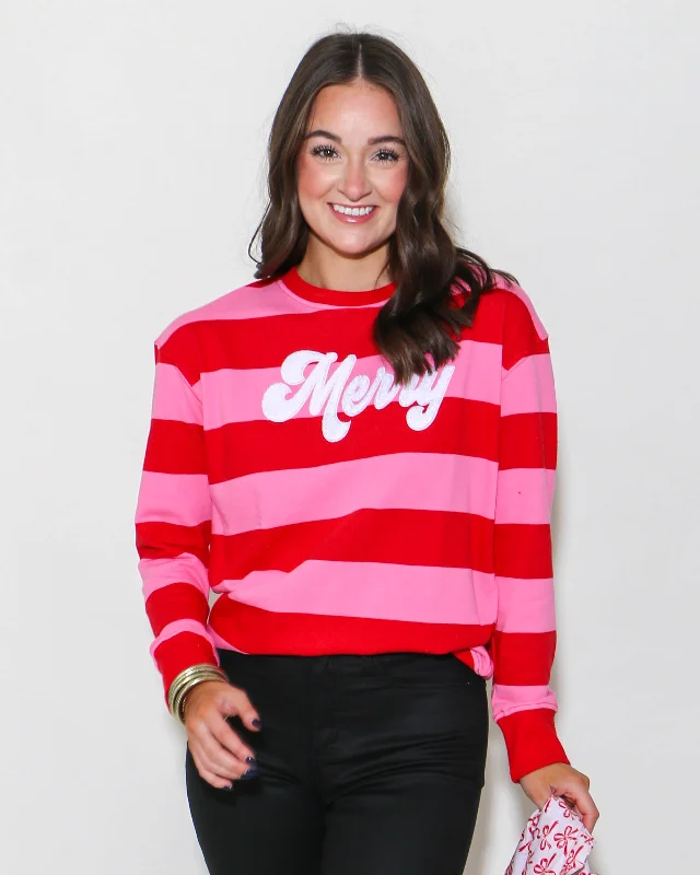 Tie - Front Women's Lambswool Sweaters in Pastel HuesMerry Striped Sweater