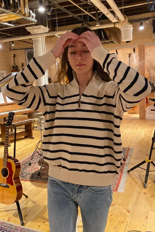 High - Low Hem Women's Cashmere - Blended SweatersAleah Cotton Stripe Sweater