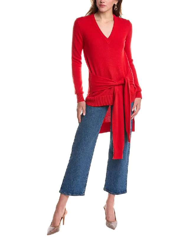 Striped Women's Knit Pullovers in a Classic PatternMichael Kors Collection V-Neck Tie-Waist Cashmere Sweater Striped Women's Knit Pullovers in a Classic PatternMichael Kors Collection V-Neck Tie-Waist Cashmere Sweater