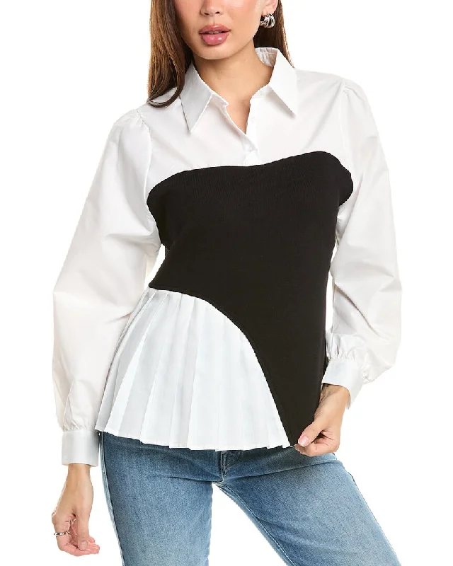 Plus Size Women's Oversized Knit Tops in Neutral ColorsNanette Nanette Lepore Mixed Media Sweater Plus Size Women's Oversized Knit Tops in Neutral ColorsNanette Nanette Lepore Mixed Media Sweater