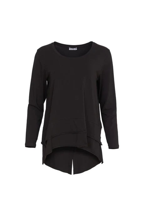 Open - Front Women's Cardigan - Style Mohair SweatersNaya Black Top With Panel Hem