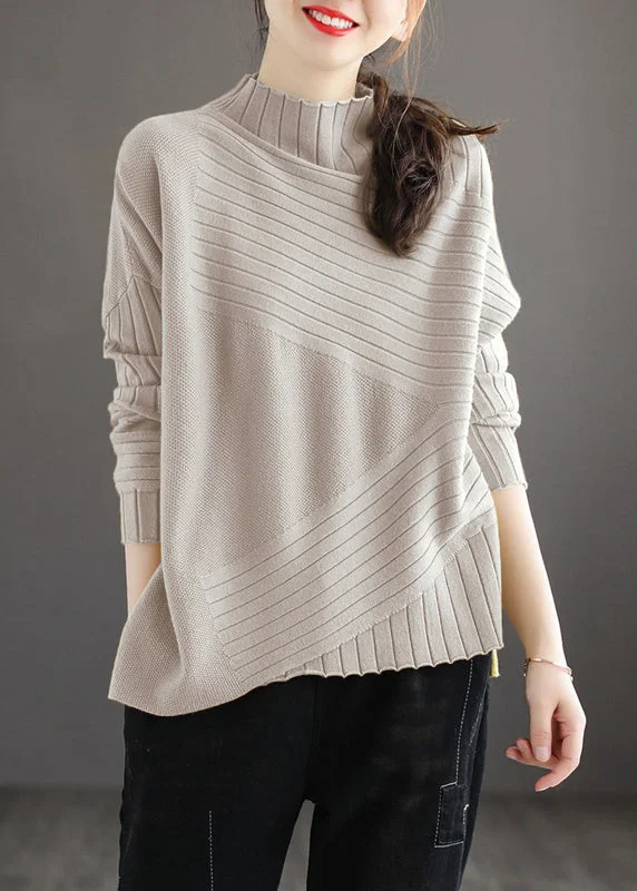 Hooded Women's Fleece - Lined Sweaters for WinterNew Light Grey Grey Turtleneck Side Open Knit Sweater Winter Hooded Women's Fleece - Lined Sweaters for WinterNew Light Grey Grey Turtleneck Side Open Knit Sweater Winter