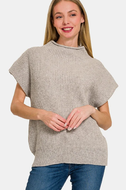 Plus Size Women's Knit Wrap Tops for a Versatile StyleShort Sleeve Mock Neck Sweater Plus Size Women's Knit Wrap Tops for a Versatile StyleShort Sleeve Mock Neck Sweater