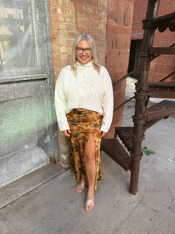 Plus Size Women's Side - Slit Sweaters in Bold SolidsSo Soft Cream Sweater