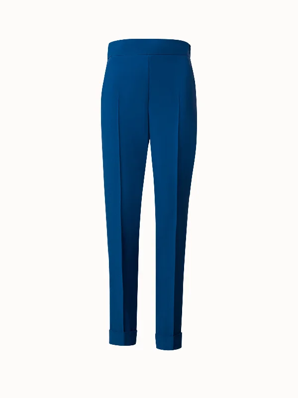 Plus Size Women's Pleated Front Dress Pants for Office WearTapered Crêpe Pants with Elastic Back Plus Size Women's Pleated Front Dress Pants for Office WearTapered Crêpe Pants with Elastic Back