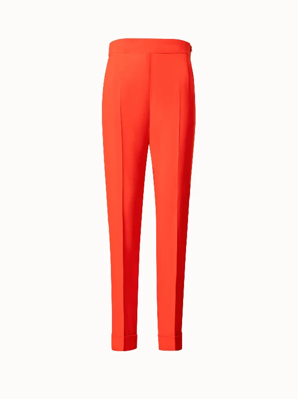 Flare Leg Women's Satin Trousers for a Glamorous Night OutTapered Crêpe Pants with Elastic Back Flare Leg Women's Satin Trousers for a Glamorous Night OutTapered Crêpe Pants with Elastic Back