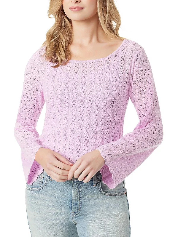 Plus Size Women's Knit Peplum Tops to Accentuate the WaistTaytum Womens Pointelle Bell Sleeve Pullover Sweater Plus Size Women's Knit Peplum Tops to Accentuate the WaistTaytum Womens Pointelle Bell Sleeve Pullover Sweater