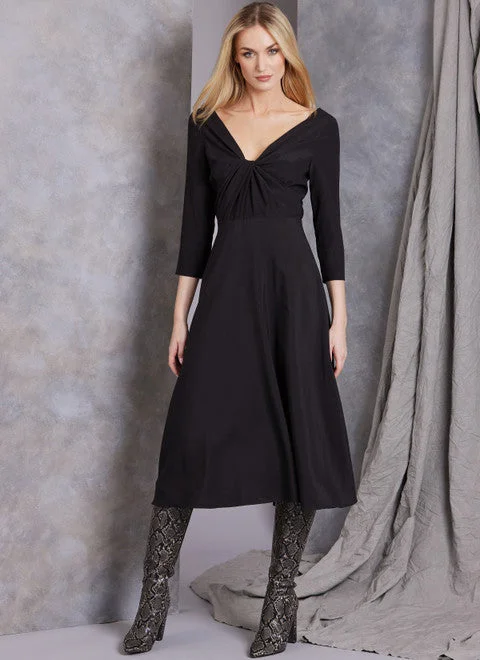 V - Neck Women's Knit Tops with Lace Trim for a Romantic TouchVogue Dress V1967