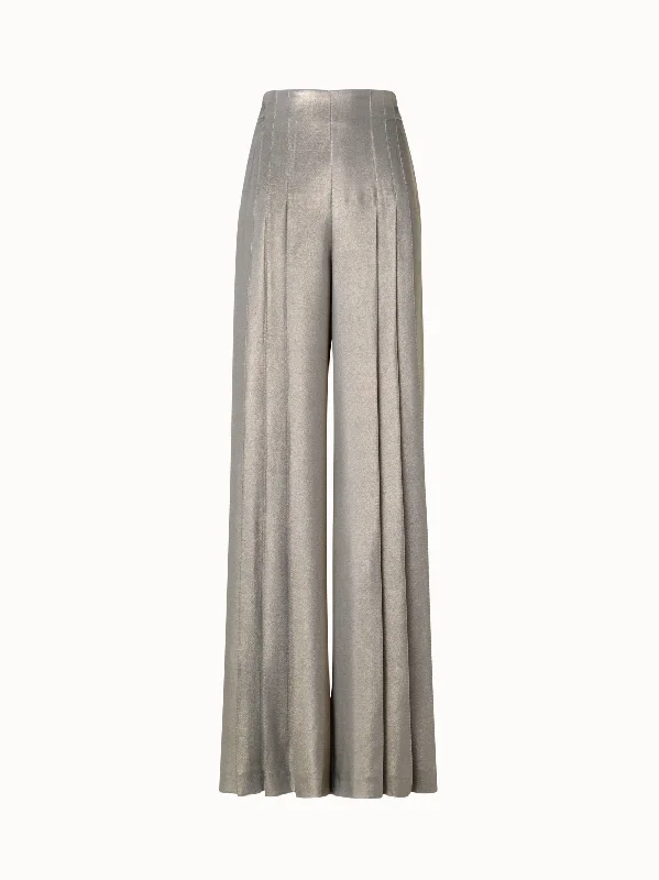 Skinny Fit Women's Leather Look Leggings for a Rocker VibeWide Leg Silk Lurex Pants with Front Pleats Skinny Fit Women's Leather Look Leggings for a Rocker VibeWide Leg Silk Lurex Pants with Front Pleats