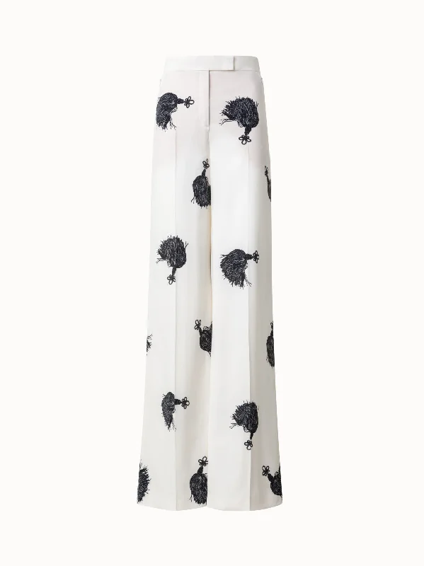 Women's Straight - Leg Linen Pants for a Breezy Summer LookWide Leg Silk Pants with Tassels Print Women's Straight - Leg Linen Pants for a Breezy Summer LookWide Leg Silk Pants with Tassels Print