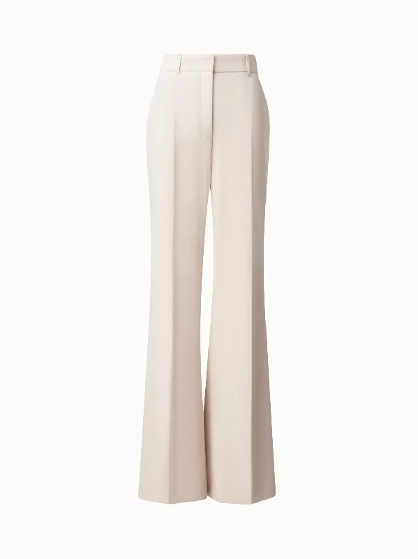 Bell - Bottom Style Women's Denim Pants with Embroidered DetailsWide Straight Leg Pants in Cotton Wool Gabardine Bell - Bottom Style Women's Denim Pants with Embroidered DetailsWide Straight Leg Pants in Cotton Wool Gabardine