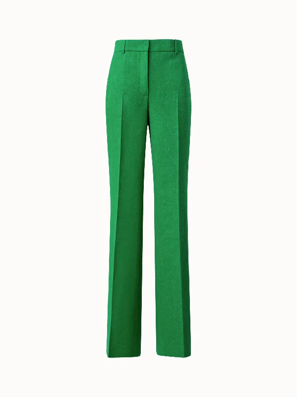 Ankle - Length Women's Printed Joggers for TravelingWide Straight Leg Pants in Linen Wool Double-Face Ankle - Length Women's Printed Joggers for TravelingWide Straight Leg Pants in Linen Wool Double-Face