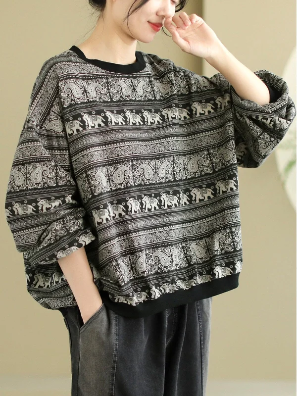 Plus Size Women's Embroidered Sweaters in Ethnic StylesWomen Spring Retro Fashion Loose Casual Sweater Plus Size Women's Embroidered Sweaters in Ethnic StylesWomen Spring Retro Fashion Loose Casual Sweater