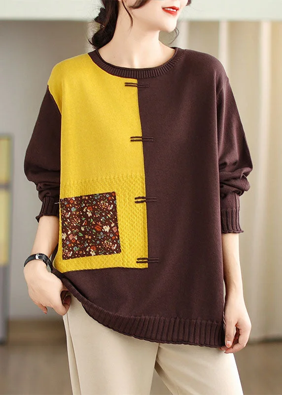 Open - Front Women's Cardigan - Style Mohair SweatersWomen Yellow Print Patchwork Cotton Knit Sweaters Fall Open - Front Women's Cardigan - Style Mohair SweatersWomen Yellow Print Patchwork Cotton Knit Sweaters Fall