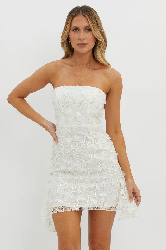 Empire Waist Women Dress to Accentuate the Bust and Conceal the WaistLacynda Strapless Embellished Mini Dress White Empire Waist Women Dress to Accentuate the Bust and Conceal the WaistLacynda Strapless Embellished Mini Dress White
