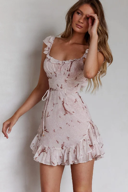 Pleated Women Dress with a Timeless and Elegant TextureLiz Gathered Bust Frill Trim Dress Floral Pink Pleated Women Dress with a Timeless and Elegant TextureLiz Gathered Bust Frill Trim Dress Floral Pink