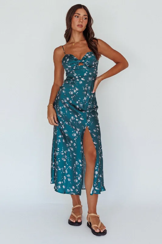 Empire Waist Women Dress to Accentuate the Bust and Conceal the WaistMissoula Cami Strap Padded Bust Midi Dress Printed Green Empire Waist Women Dress to Accentuate the Bust and Conceal the WaistMissoula Cami Strap Padded Bust Midi Dress Printed Green