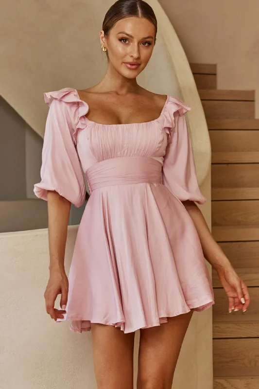 Empire Waist Women Dress to Accentuate the Bust and Conceal the WaistOnly Yours Frill Trim Waist Tie Satin Mini Dress Blush Empire Waist Women Dress to Accentuate the Bust and Conceal the WaistOnly Yours Frill Trim Waist Tie Satin Mini Dress Blush