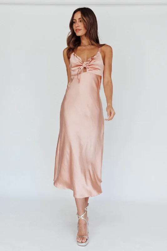 Halter Neck Women Dress to Show Off the Shoulders and NecklinePerfect Day Satin Midi Dress Blush Halter Neck Women Dress to Show Off the Shoulders and NecklinePerfect Day Satin Midi Dress Blush