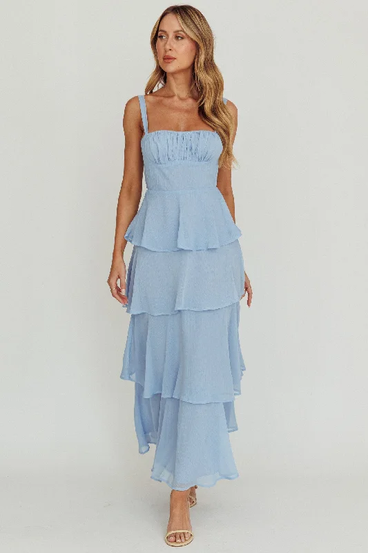 Sheath Women Dress with a Tailored Fit for a Professional LookProvence Bloom Tiered Ruffle Maxi Dress Sky Blue Sheath Women Dress with a Tailored Fit for a Professional LookProvence Bloom Tiered Ruffle Maxi Dress Sky Blue