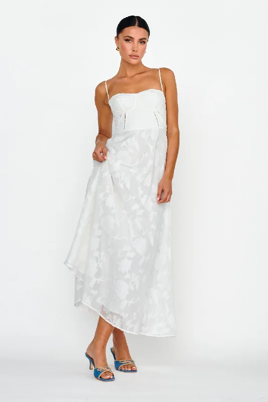 Ruffled Women Dress with Multiple Layers for a Playful and Girly StyleWell Wishing Textured Laced Back Midi Dress White Ruffled Women Dress with Multiple Layers for a Playful and Girly StyleWell Wishing Textured Laced Back Midi Dress White