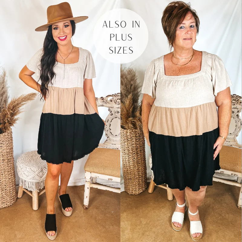 Backless Women Dress for a Sexy and Alluring Look at Evening Events Backless Women Dress for a Sexy and Alluring Look at Evening Events Promised Love Square Neck Color Block Dress in Brown and Black