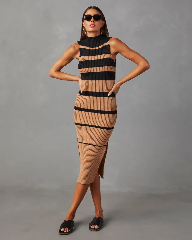 Midi dresses with keyhole backs for a flirty and unexpected detailDeidra Sleeveless Striped Sweater Midi Dress