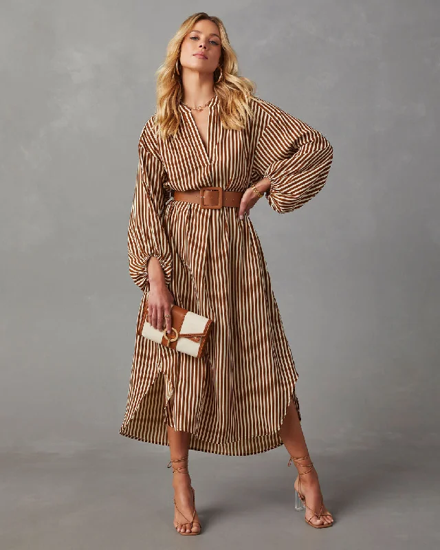 Midi dresses with wrap - around skirts for a customizable fitDimarco Striped Pocketed Belted Midi Dress Midi dresses with wrap - around skirts for a customizable fitDimarco Striped Pocketed Belted Midi Dress