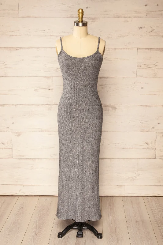 Midi dresses with mesh inserts for a trendy and breathable optionKatherine Grey | Knit Maxi Dress w/ Thin Straps