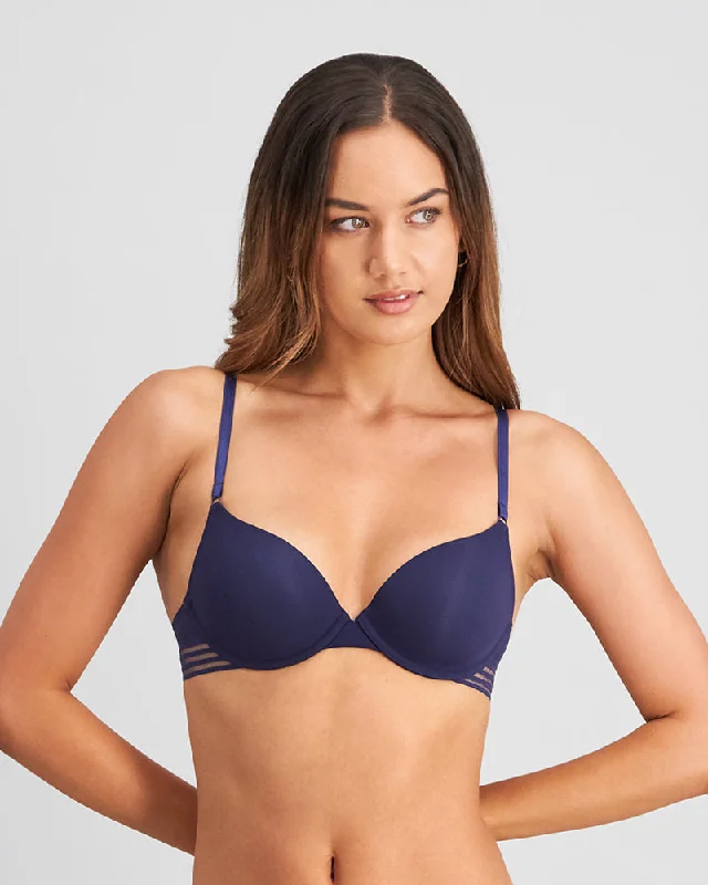balconette lace bras for a feminine touchStripe Elastic & Papertouch Push Up Bra