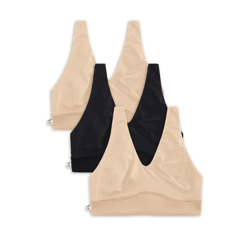 plunge wireless bras for a natural lookBliss Bundle (3 pack) - Beige/Black