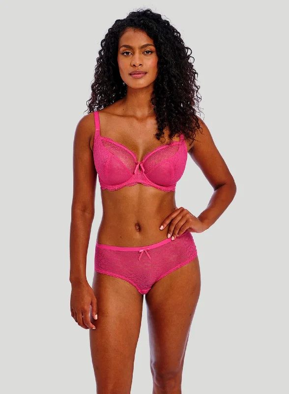 lace bras for a romantic lookFreya: Freya Fancies Underwired Plunge Bra Hot Pink
