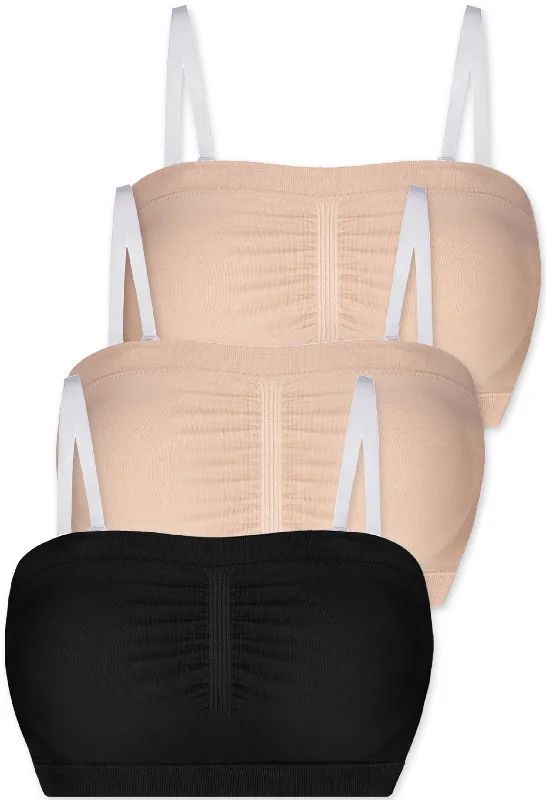 strapless bras for backless dressesStrapless Support Bandeau with Rib Band - 3 Pack