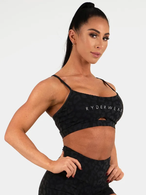 breathable women sport bra for ventilationAnimal Sports Bra - Leopard Black