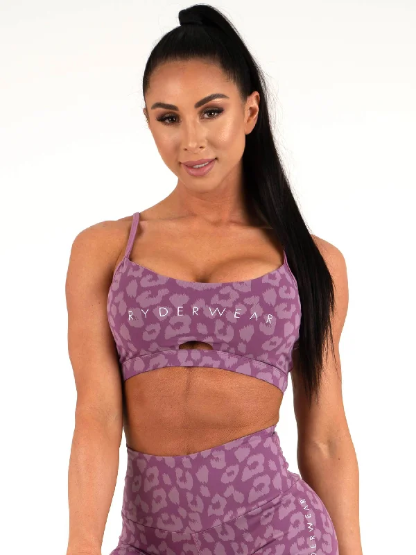 underwire women sport bra for enhanced shapingAnimal Sports Bra - Leopard Purple