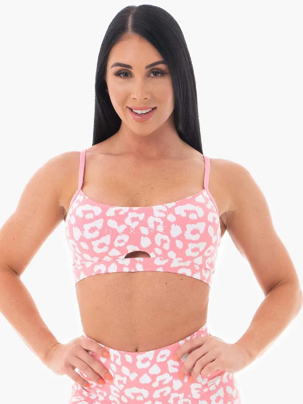 petite women sport bra with proper fitAnimal Sports Bra - Pink Leopard