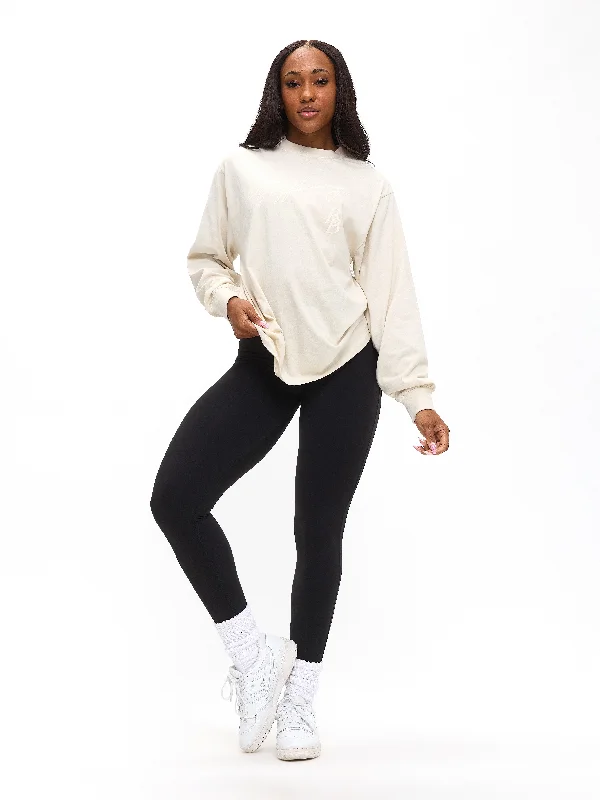 high impact women sport bra for runningBB Long Sleeve Tee - Bone
