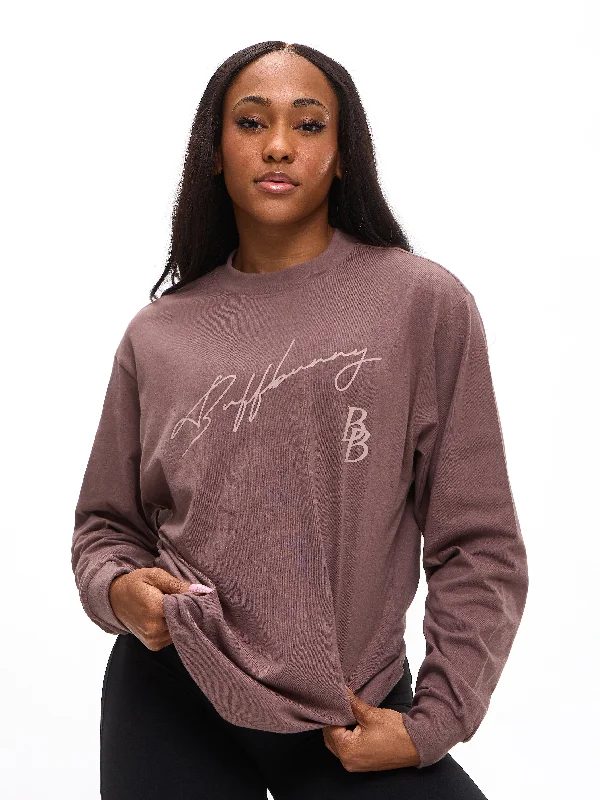 colorful women sport bra for a stylish lookBB Long Sleeve Tee - Mocha Berry
