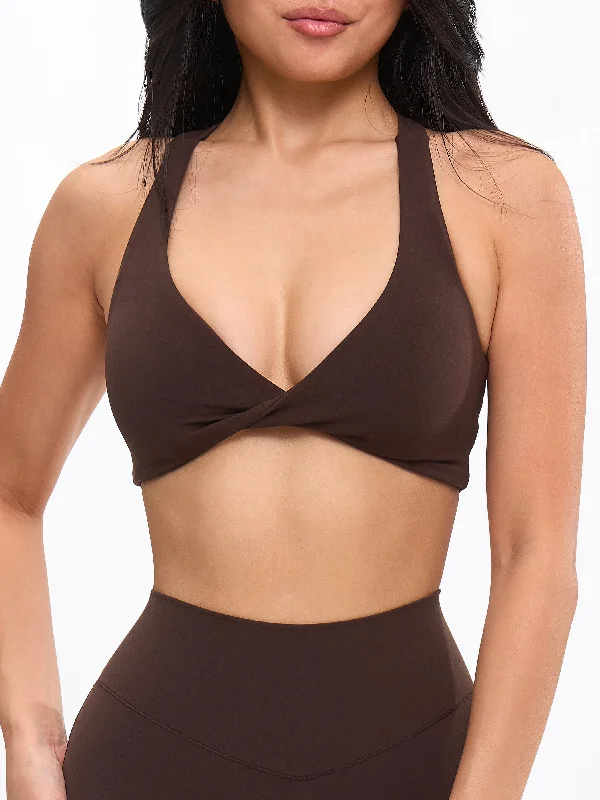 wireless women sport bra for comfortDouble Twist Sports Bra - Cold Brew